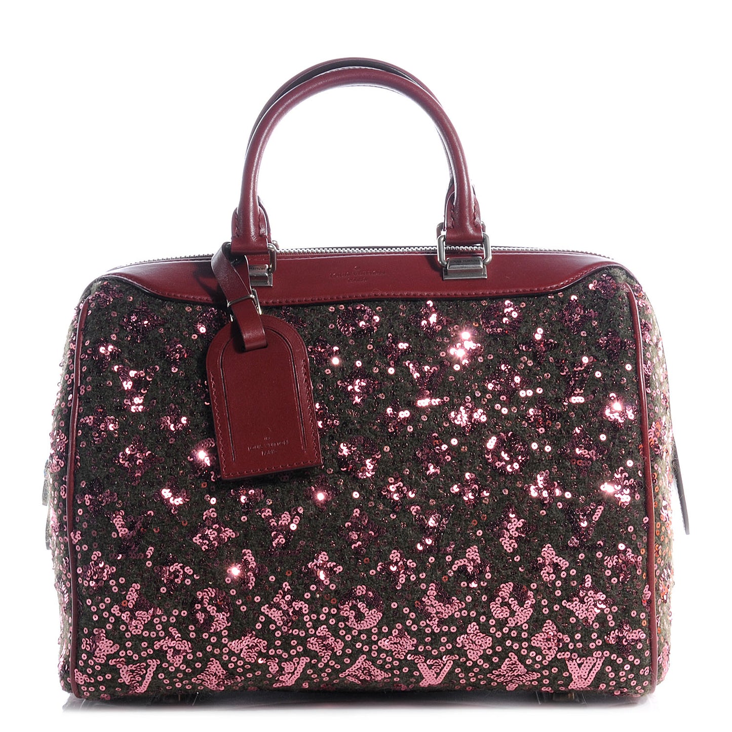 Sequin Monogram Sunshine Express Speedy Burgundy
