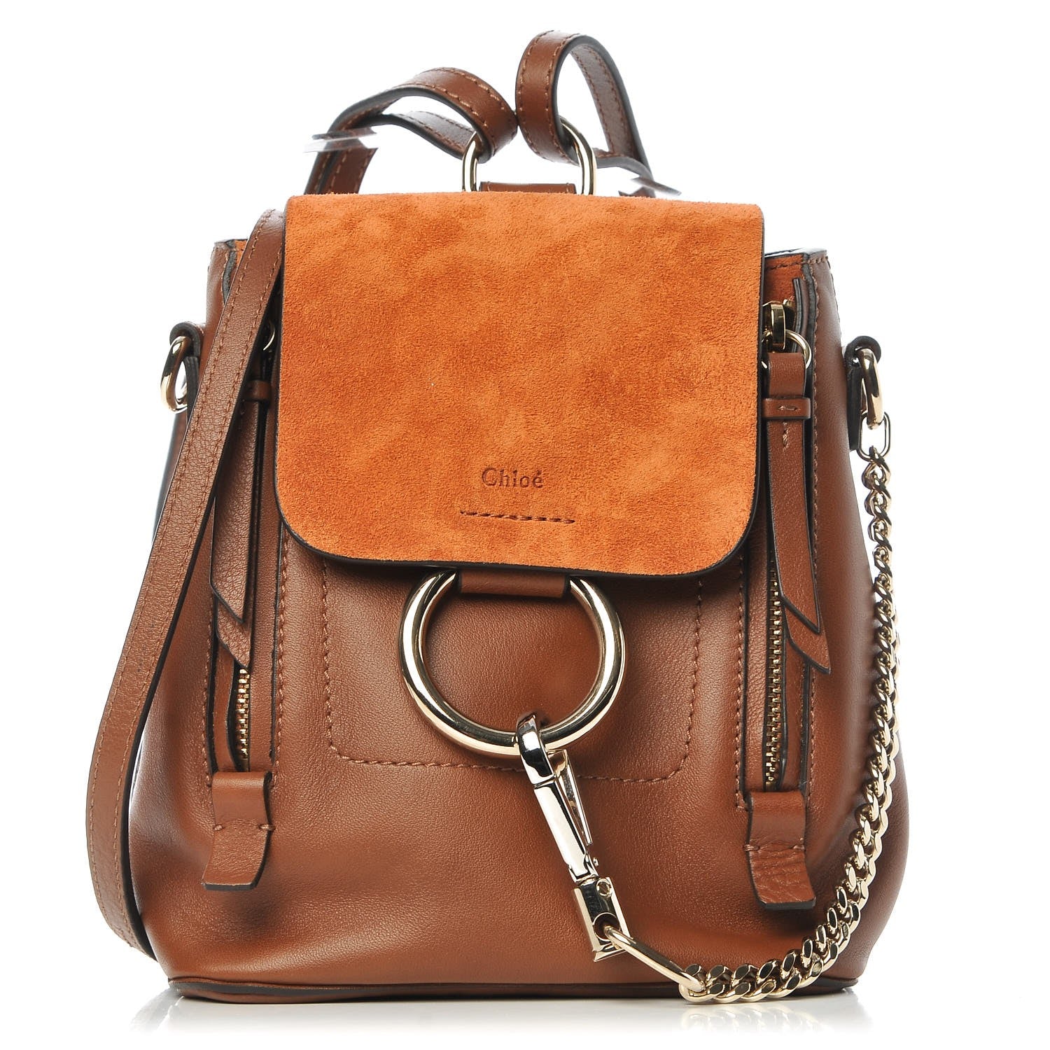 Chloe Suede Calfskin Mini Faye Backpack Tan 1 of 8