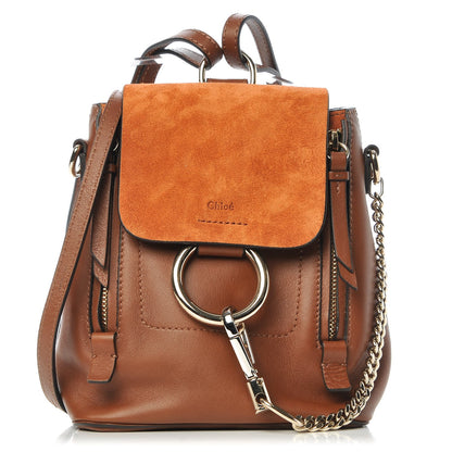 Chloe Suede Calfskin Mini Faye Backpack Tan 1 of 8
