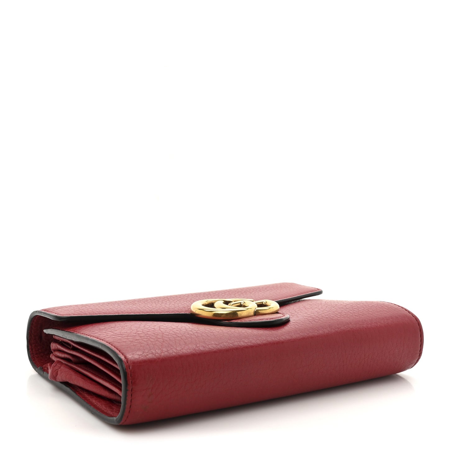 Calfskin Matelasse GG Marmont Chain Wallet Vulcanic Red
