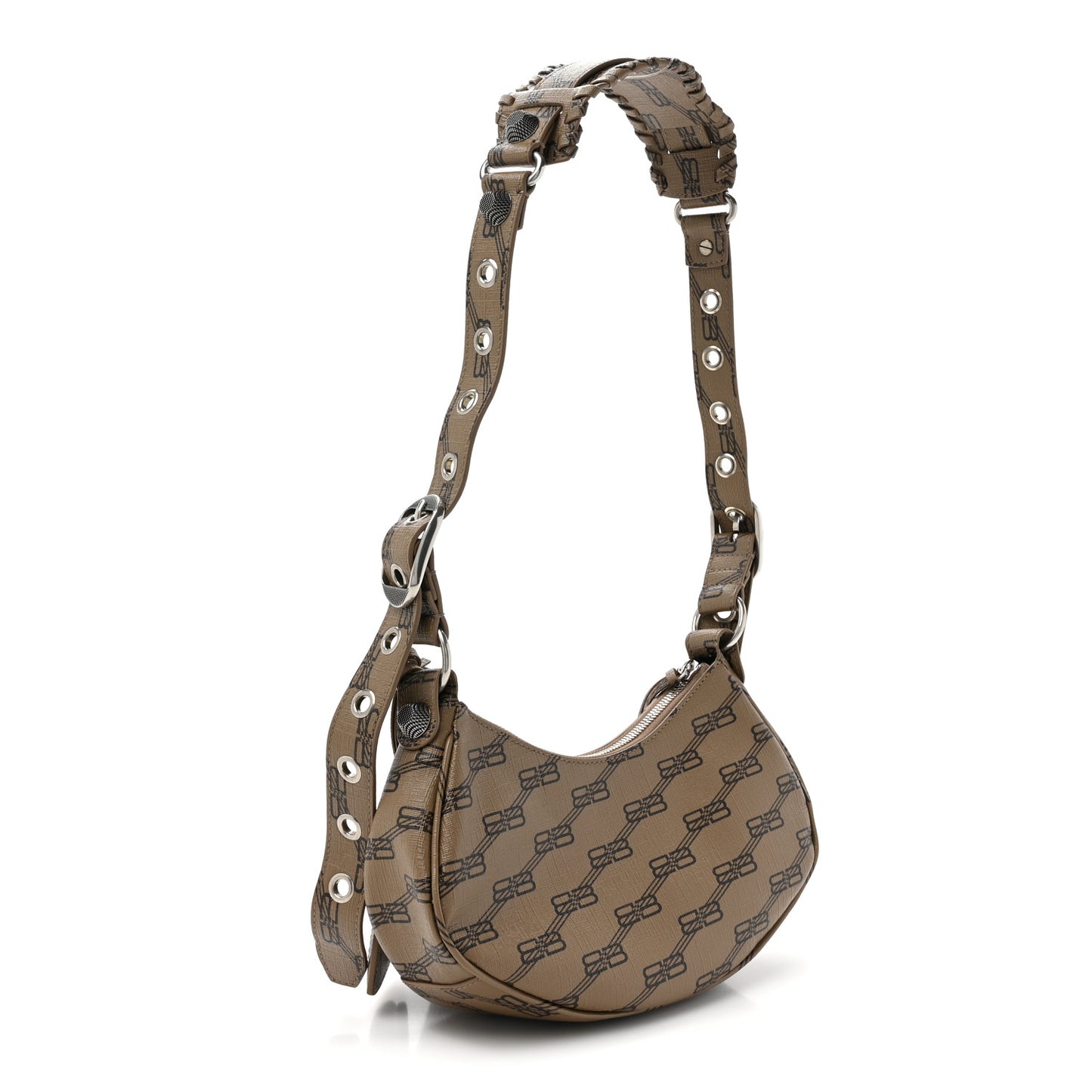 Coated Canvas BB Monogram Le Cagole Shoulder Bag XS Beige Brown
