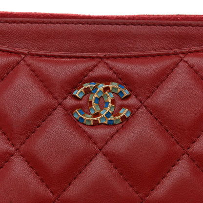 Chanel Lambskin Enamel Quilted Classic Zip Pouch Red 8 of 8