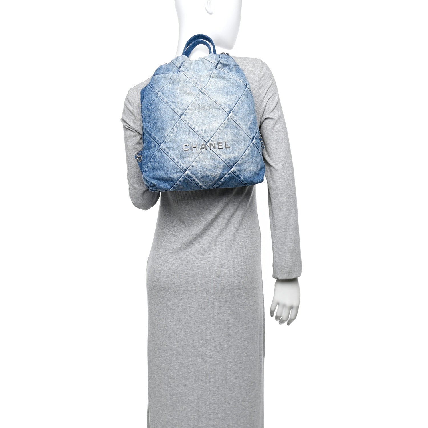 Chanel Denim Quilted Chanel 22 Backpack Blue 2 of 10