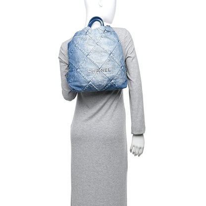 Chanel Denim Quilted Chanel 22 Backpack Blue 2 of 10