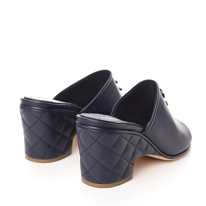 Chanel Lambskin Quilted CC Chain Mules 38.5 Navy 4 of 11