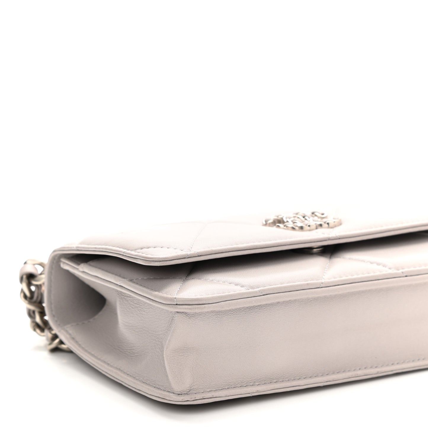 Lambskin Quilted Chanel 19 Wallet On Chain WOC Light Grey