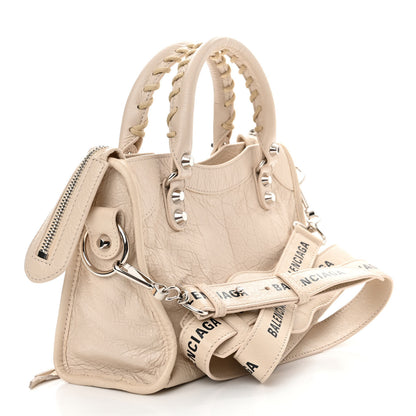 Balenciaga Agneau Classic Silver Hardware Mini City Logo Strap Beige Tapioca 3 of 10