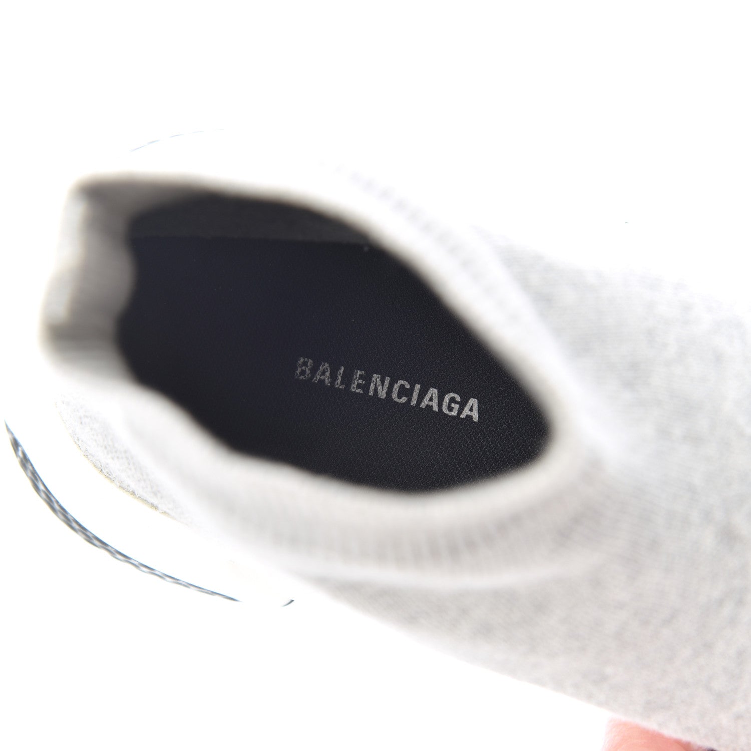 Balenciaga Sweatshirt Knit Bi-Color Sole Womens Speed Sneakers 39 Grey White Black 6 of 17
