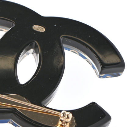 Chanel Resin Metal CC Brooch Blue Black 6 of 6