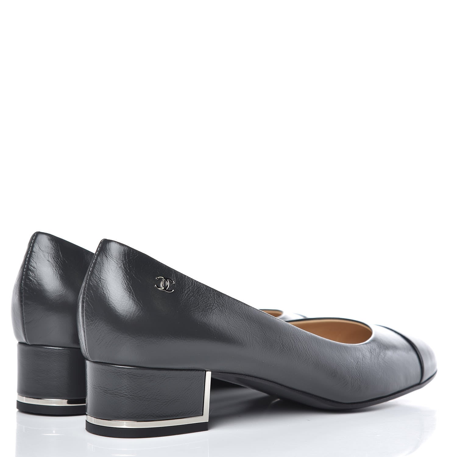 Chanel Calfskin CC Pumps 39 Dark Grey 4 of 9