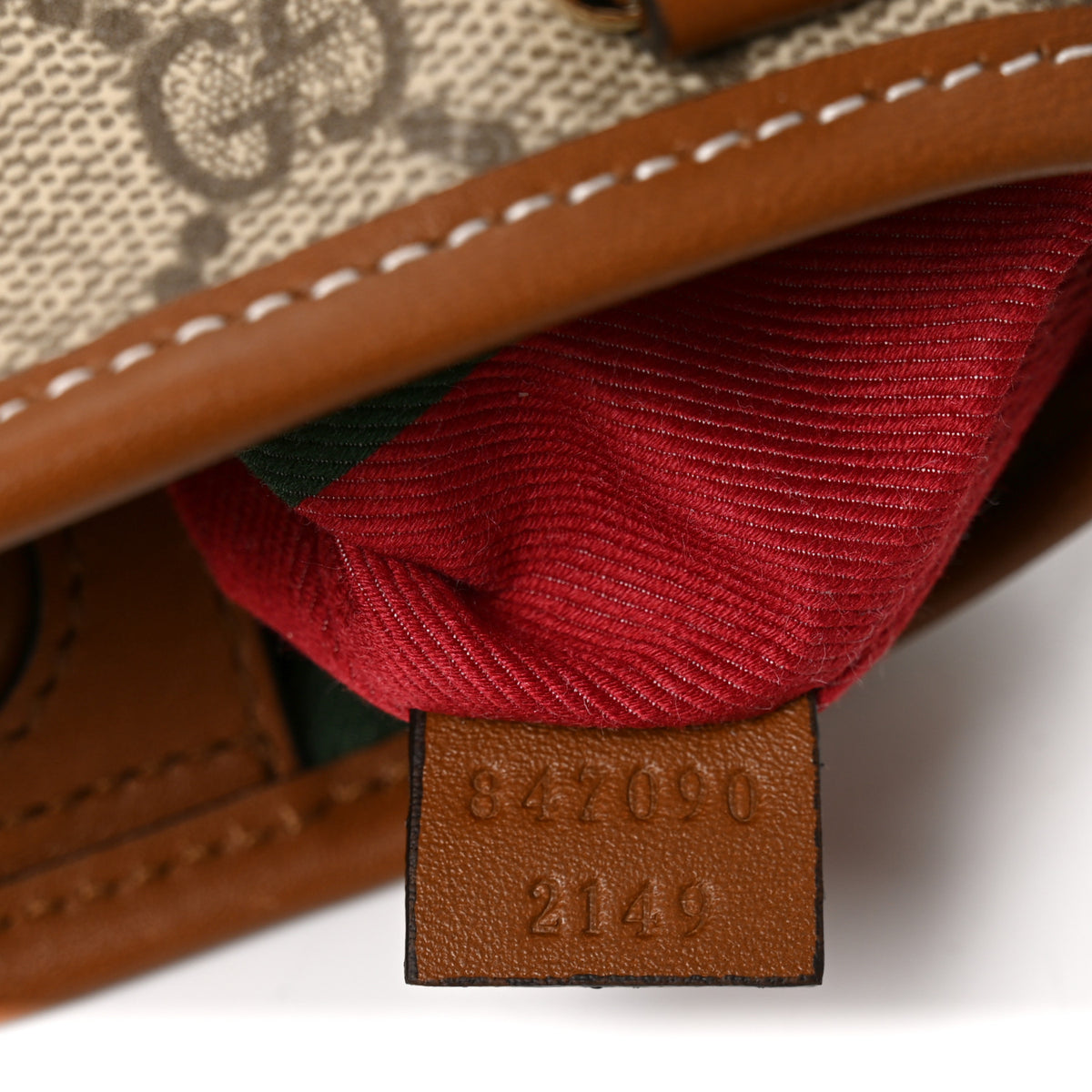 GG Supreme Monogram Emblem Nano Bucket Bag  Beige Dark Brown