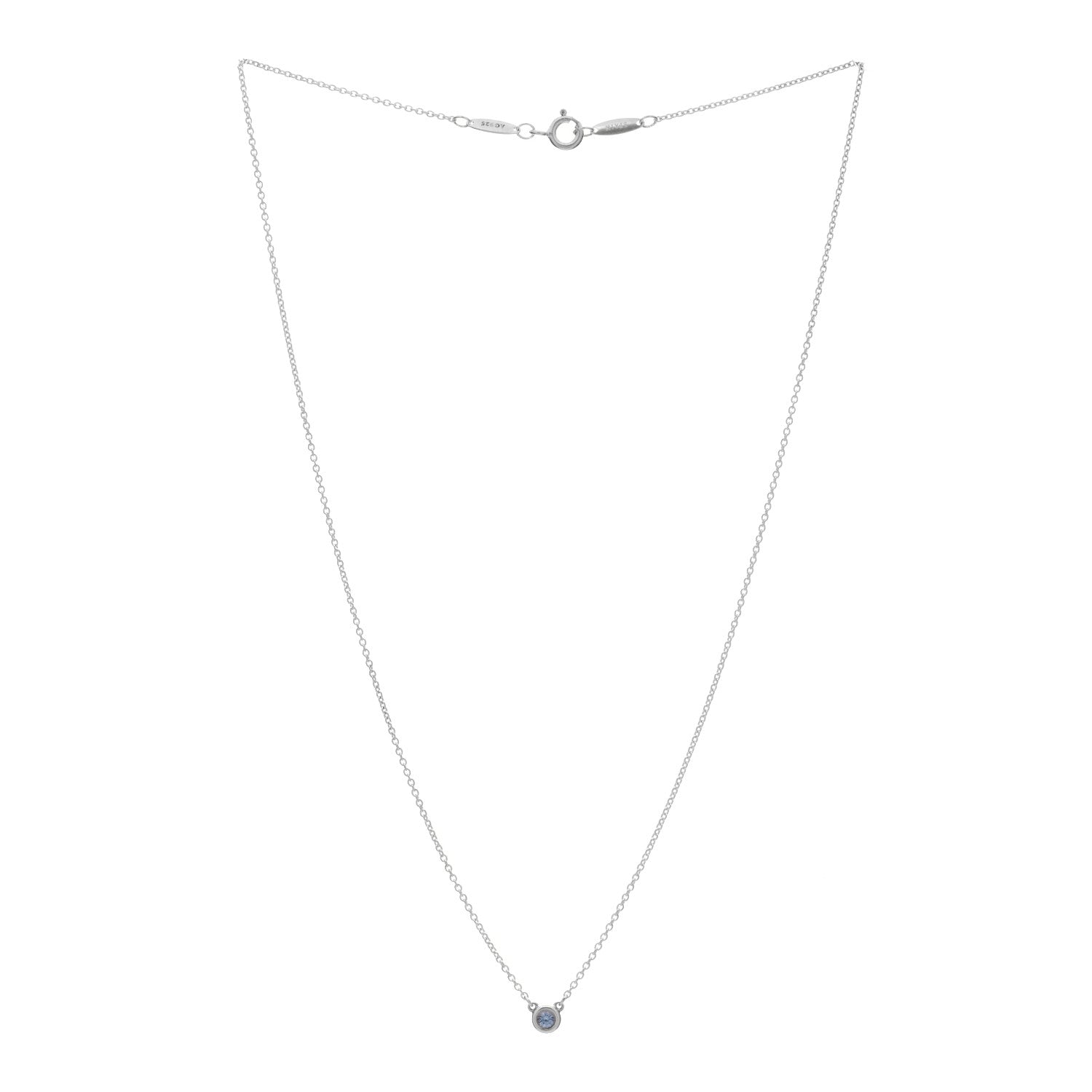 Tiffany Sterling Silver Tanzanite .07ct Elsa Peretti Color By The Yard Necklace 1 of 2