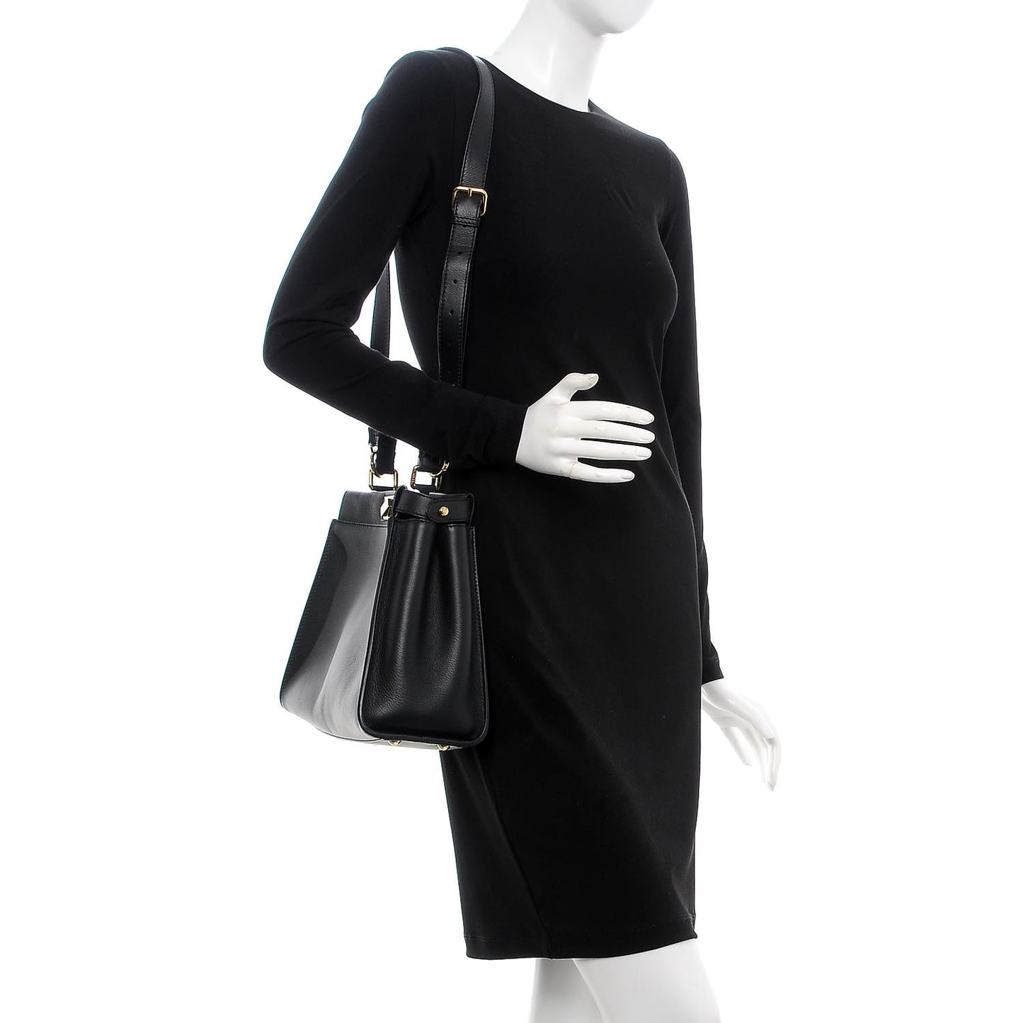 Vitello Seta Shiny Nappa Medium Peekaboo Iconic Satchel Black