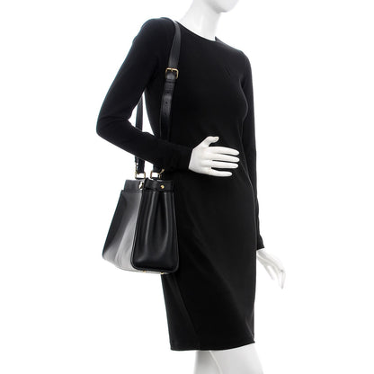 Fendi Vitello Seta Shiny Nappa Medium Peekaboo Iconic Satchel Black 2 of 7