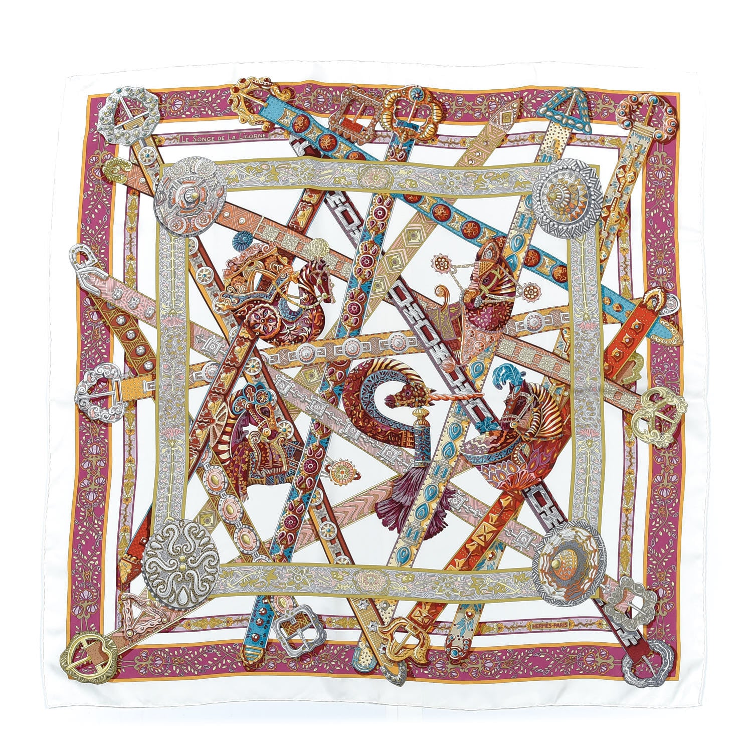 Hermes Silk Le Songe De La Licorne Scarf 90 1 of 6