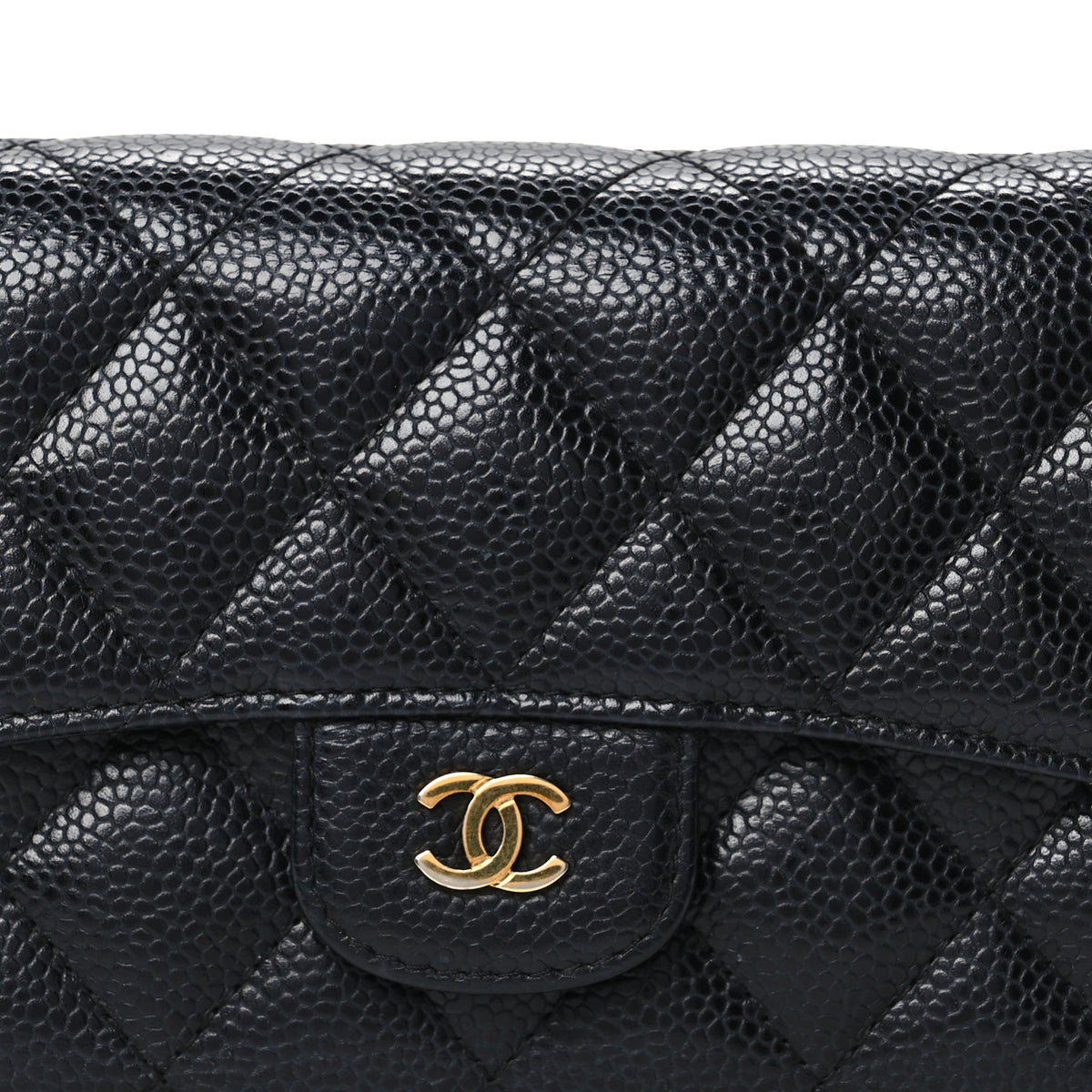 Caviar Quilted Long Flap Wallet Black