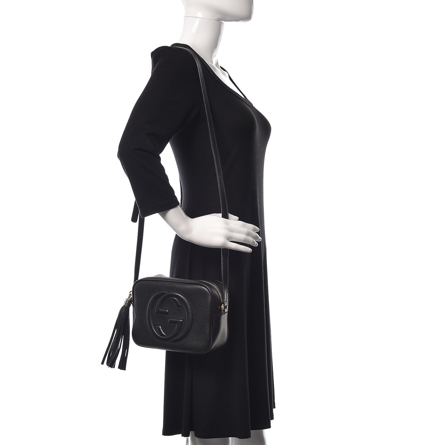 Pebbled Calfskin Small Soho Disco Bag Black