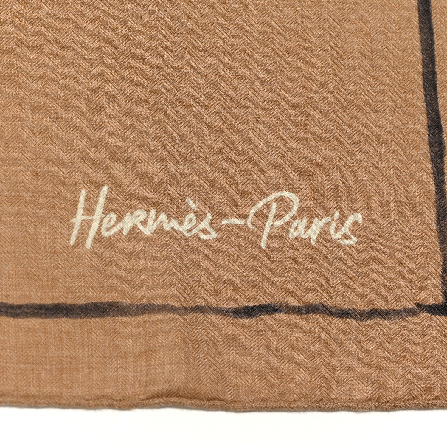 Hermes Cashmere Silk Libre Comme Pegase Shawl 140 Caramel Creme Black 2 of 5