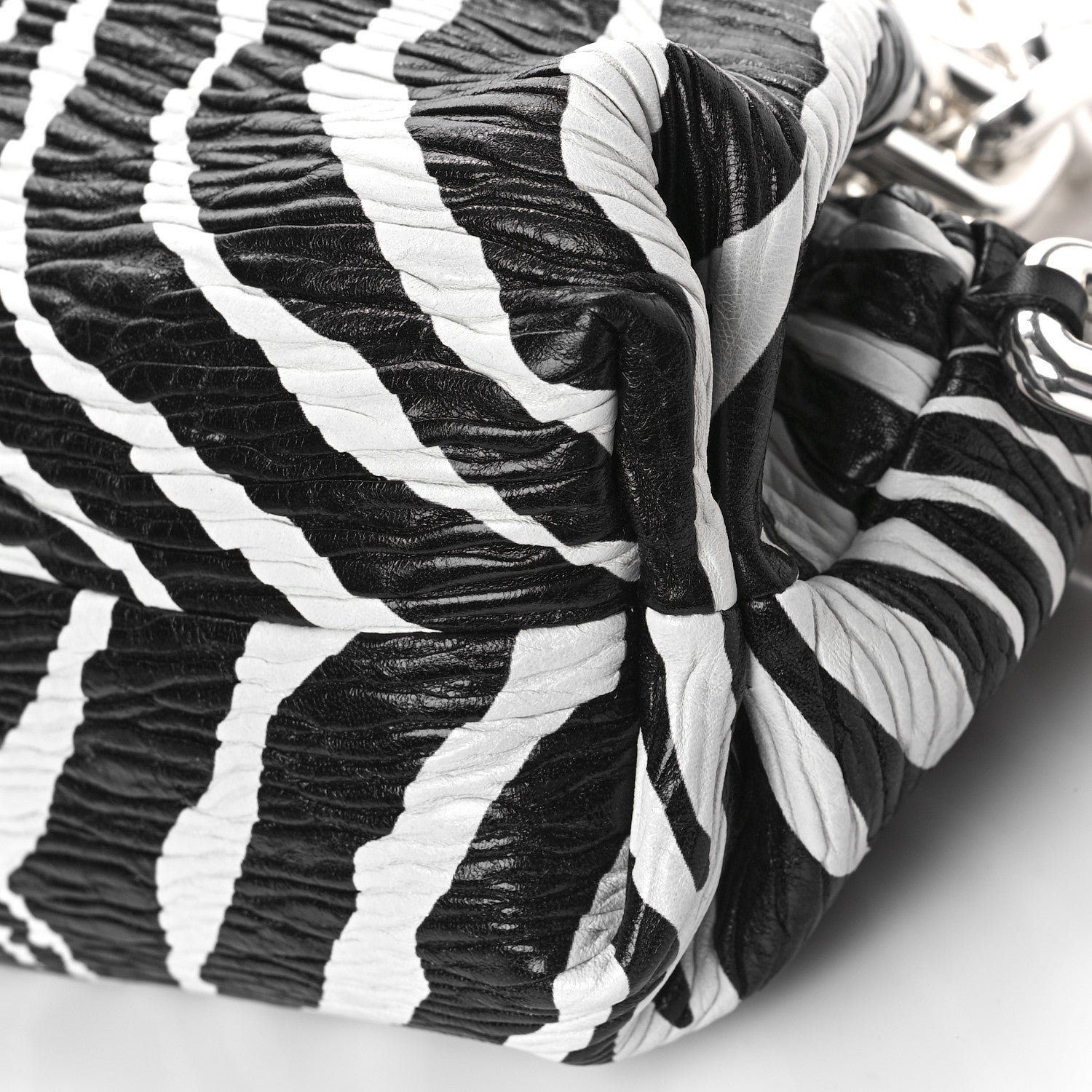Bottega Veneta Nappa Zebra Print The Pouch Chain White Black 9 of 9