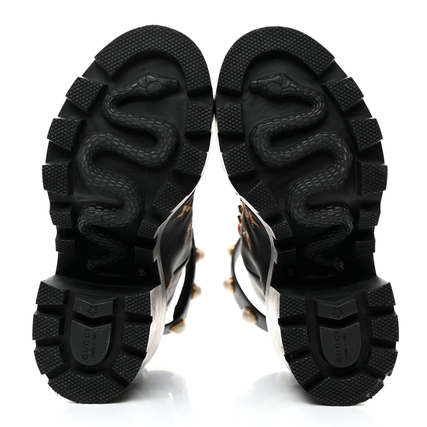 Calfskin Embroidered Lace Up Combat Ankle Boots 35 Black