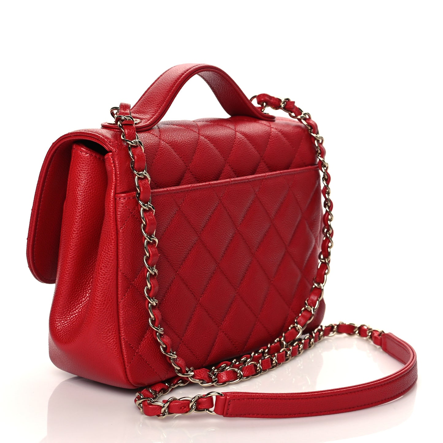 Caviar Quilted Medium Business Affinity Flap Red