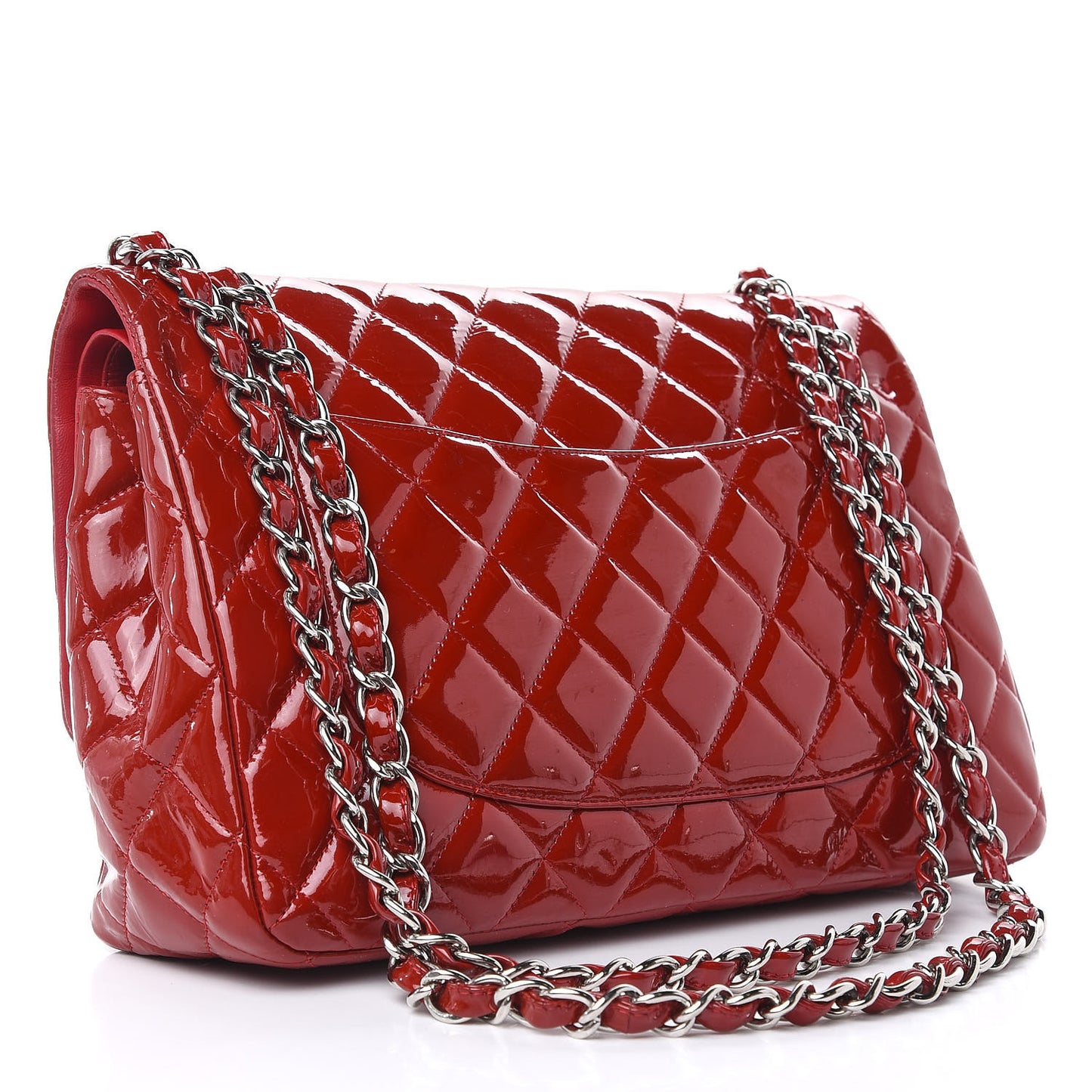 Patent Quilted Jumbo Double Flap Dark Red