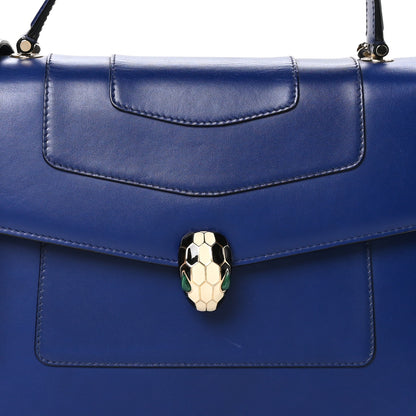 Bulgari Calfskin Large Serpenti Forever Top Handle Blue 9 of 13
