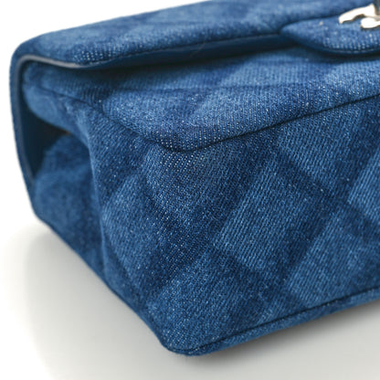 Chanel Printed Denim Quilted Mini Rectangular Flap Dark Blue 9 of 10