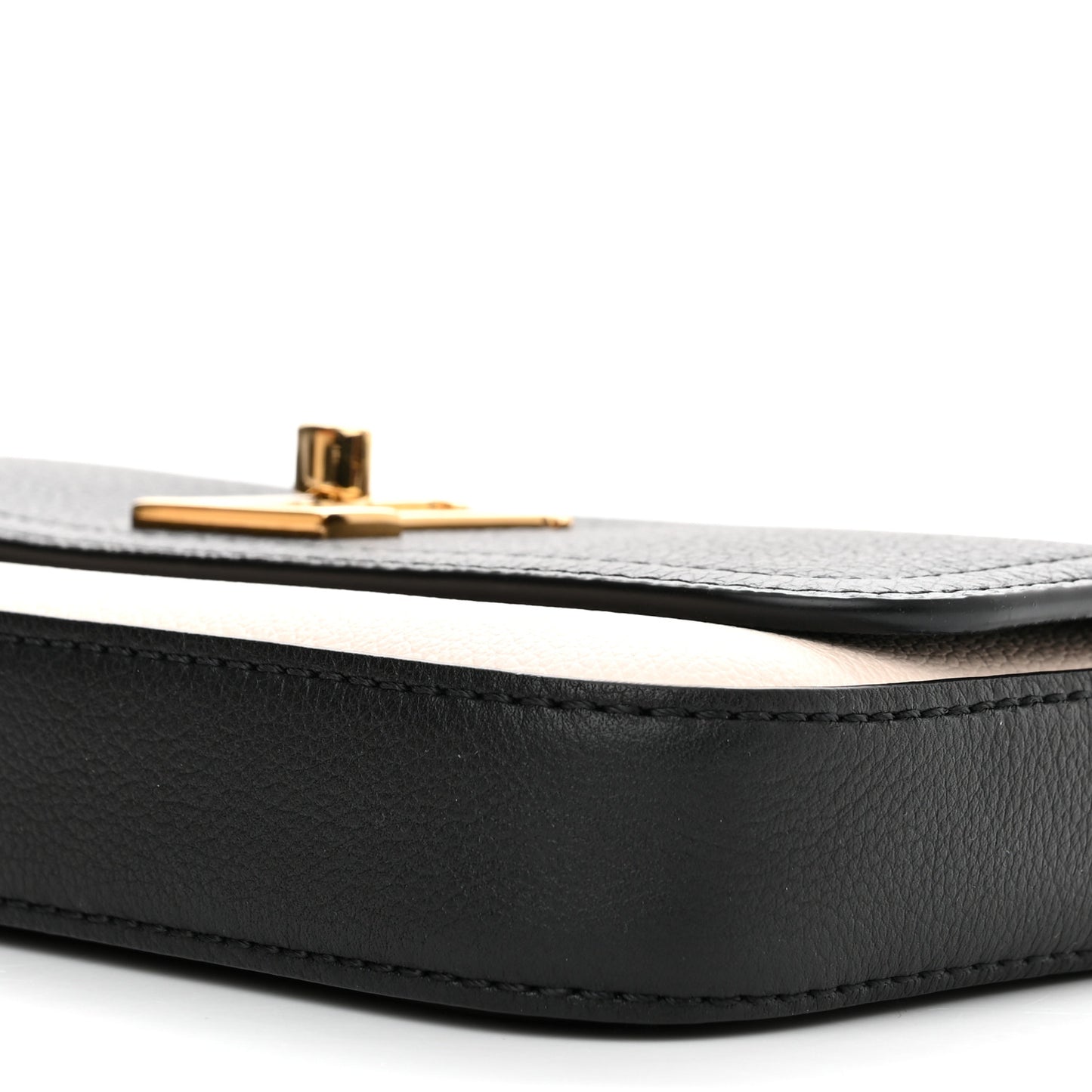 Calfskin Lockme Phone Chain Pouch Vanille Black