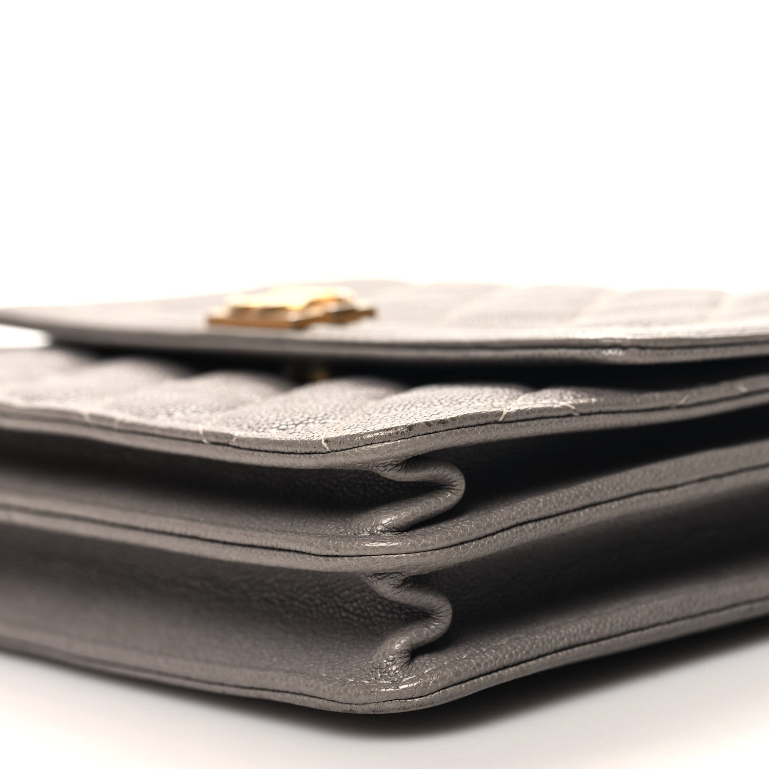 Chanel Caviar Quilted Boy Square Wallet on Chain WOC Grey 11 of 11