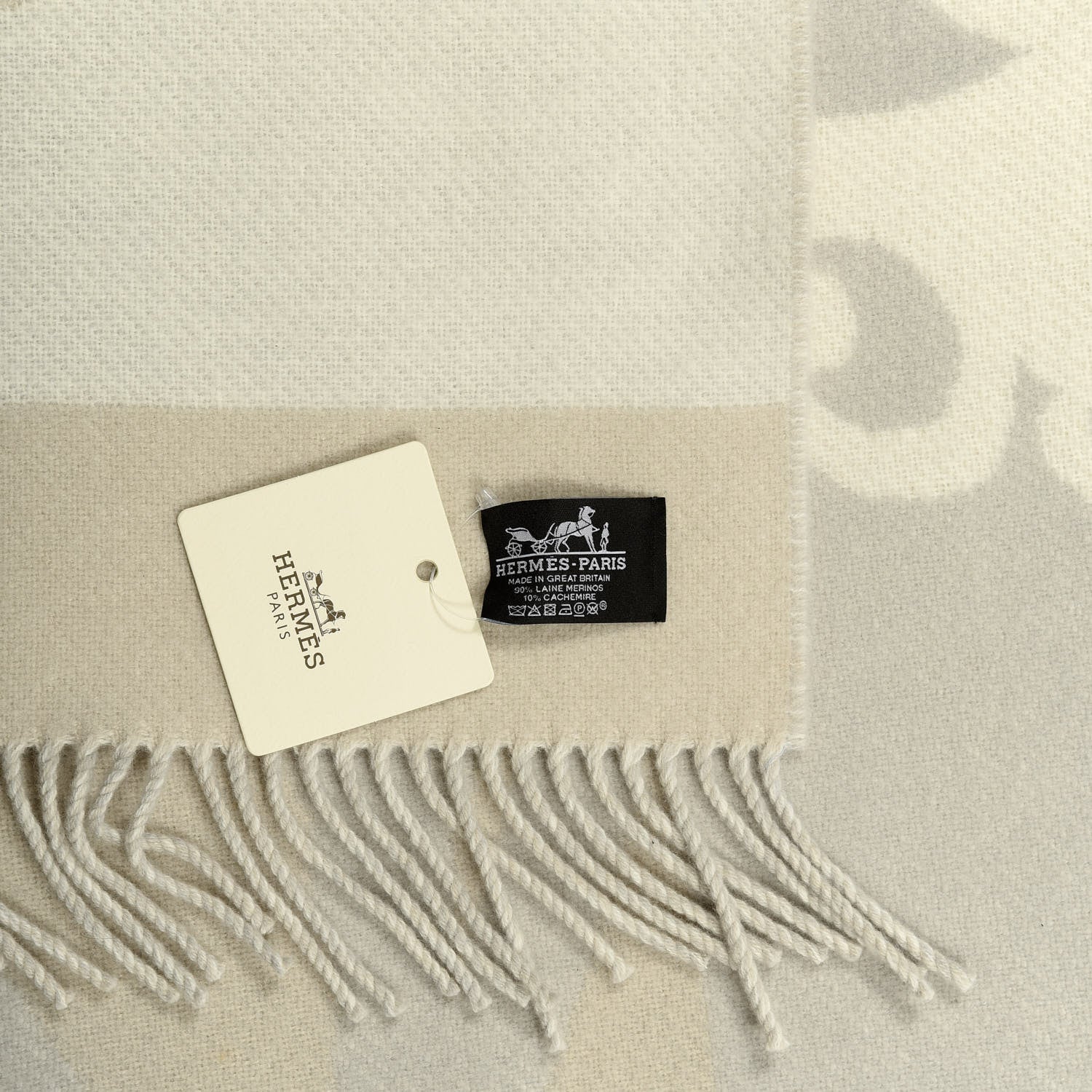 Hermes Cashmere Wool Brides De Gala Plaid Blanket Gris Perle 3 of 3