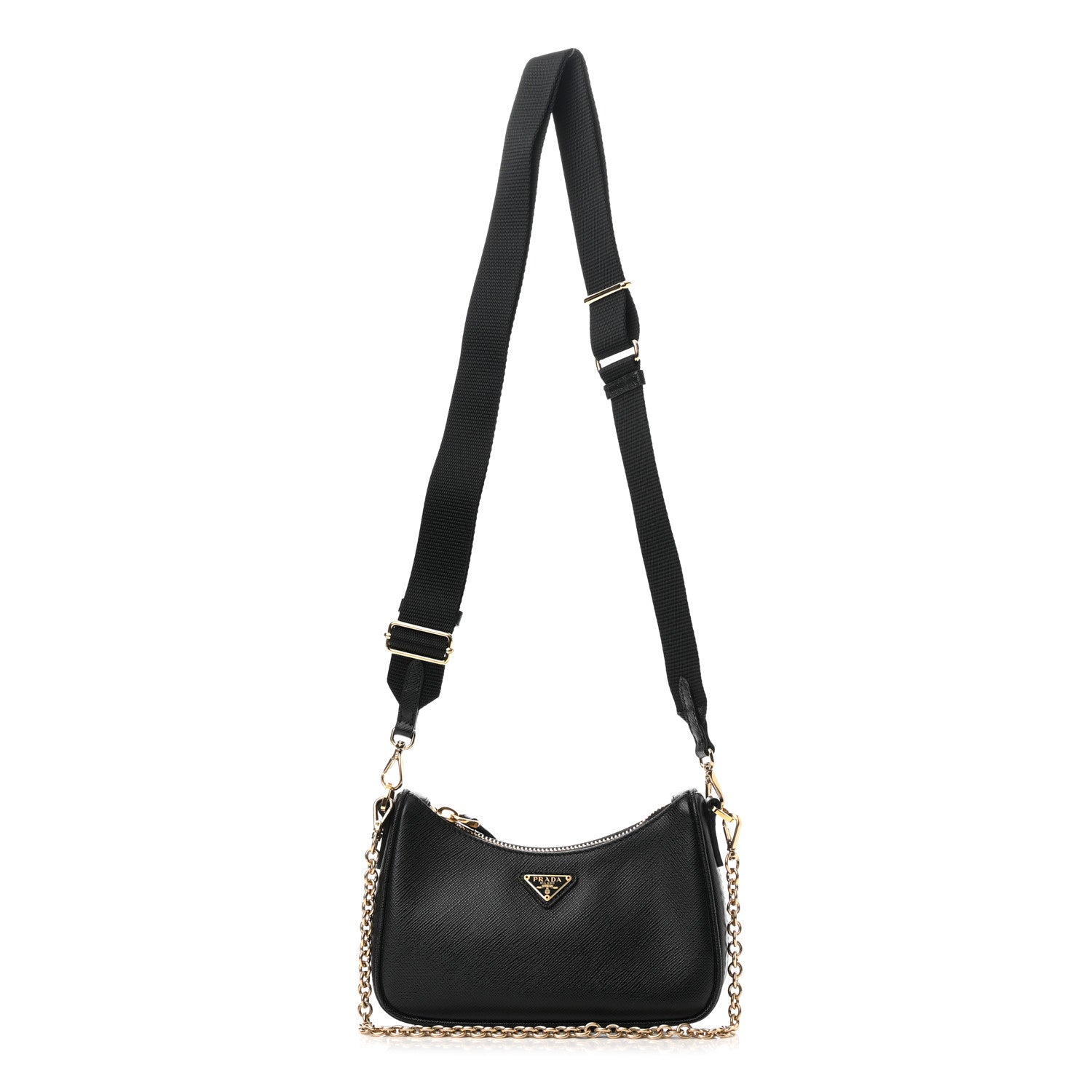 Prada Saffiano Lux Mini Shoulder Bag Black 1 of 8