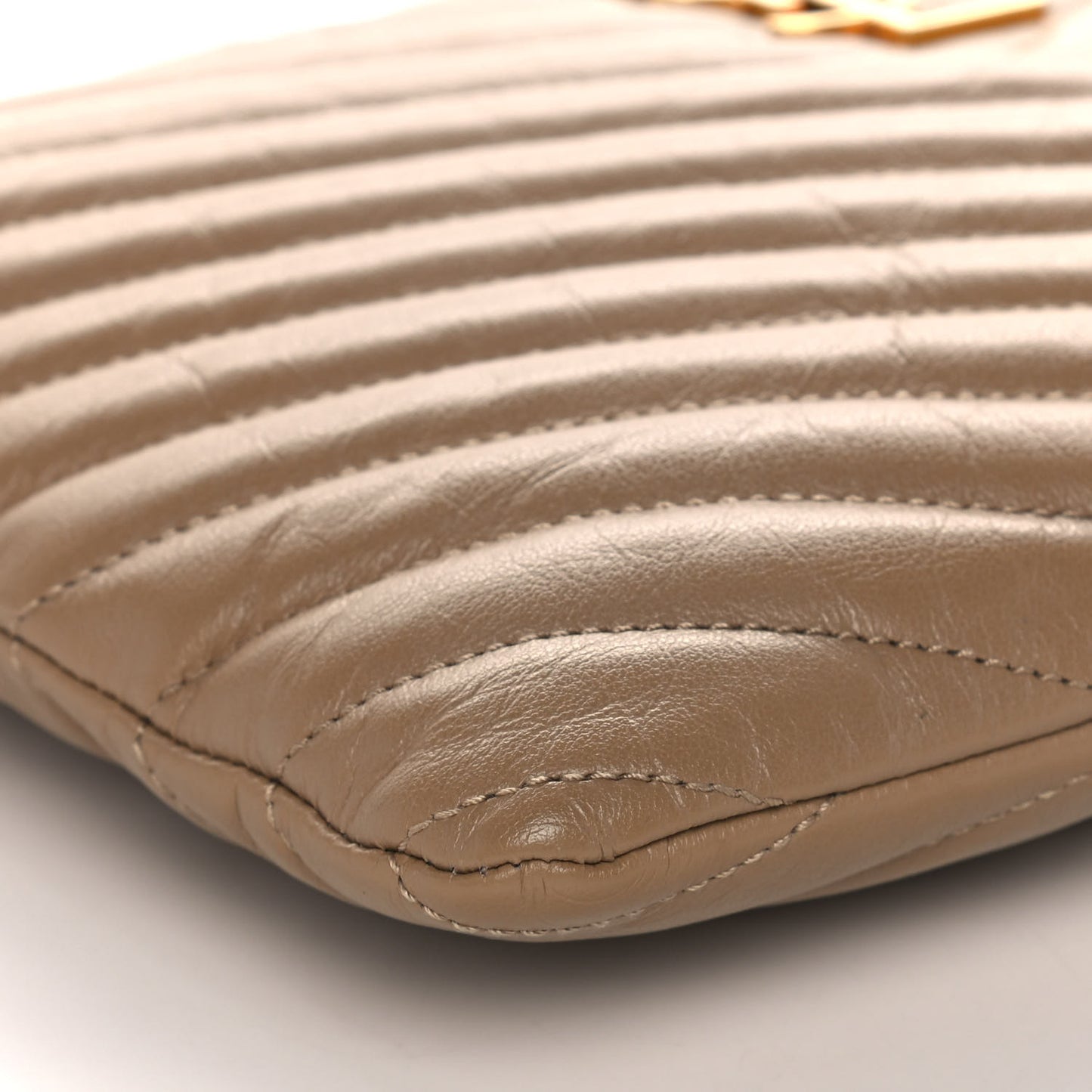 Calfskin Matelasse Chevron Monogram Zip A4 Pouch Cork