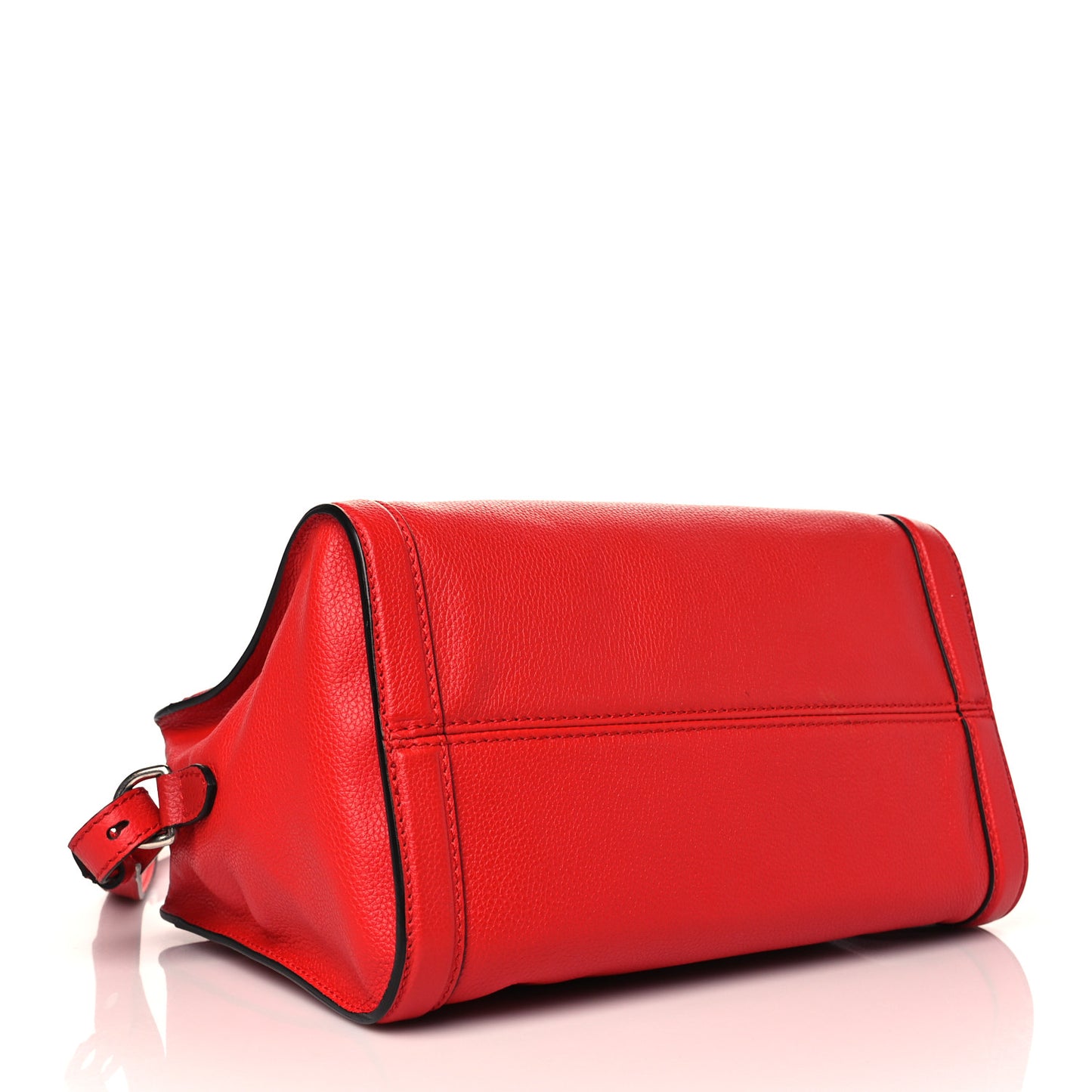 Pebbled Calfskin Small Skull Padlock Zip Around Tote Red