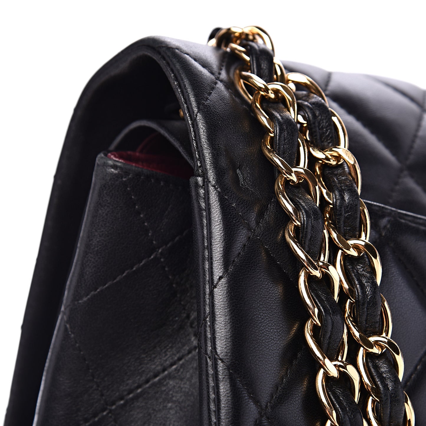 Lambskin Quilted Jumbo Double Flap Black