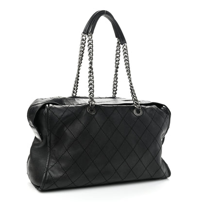 Chanel Calfskin Stitched Large Bowling Bag Black 3 of 14