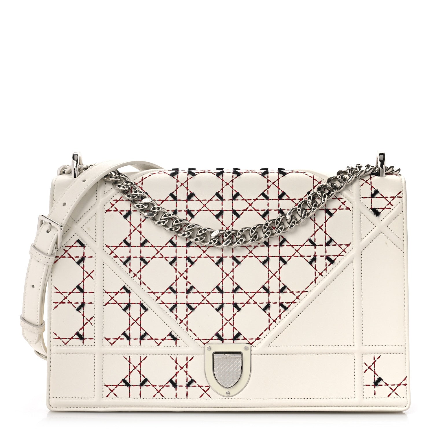 Christian Dior Embroidered Large Diorama Flap Bag Off White 1 of 8