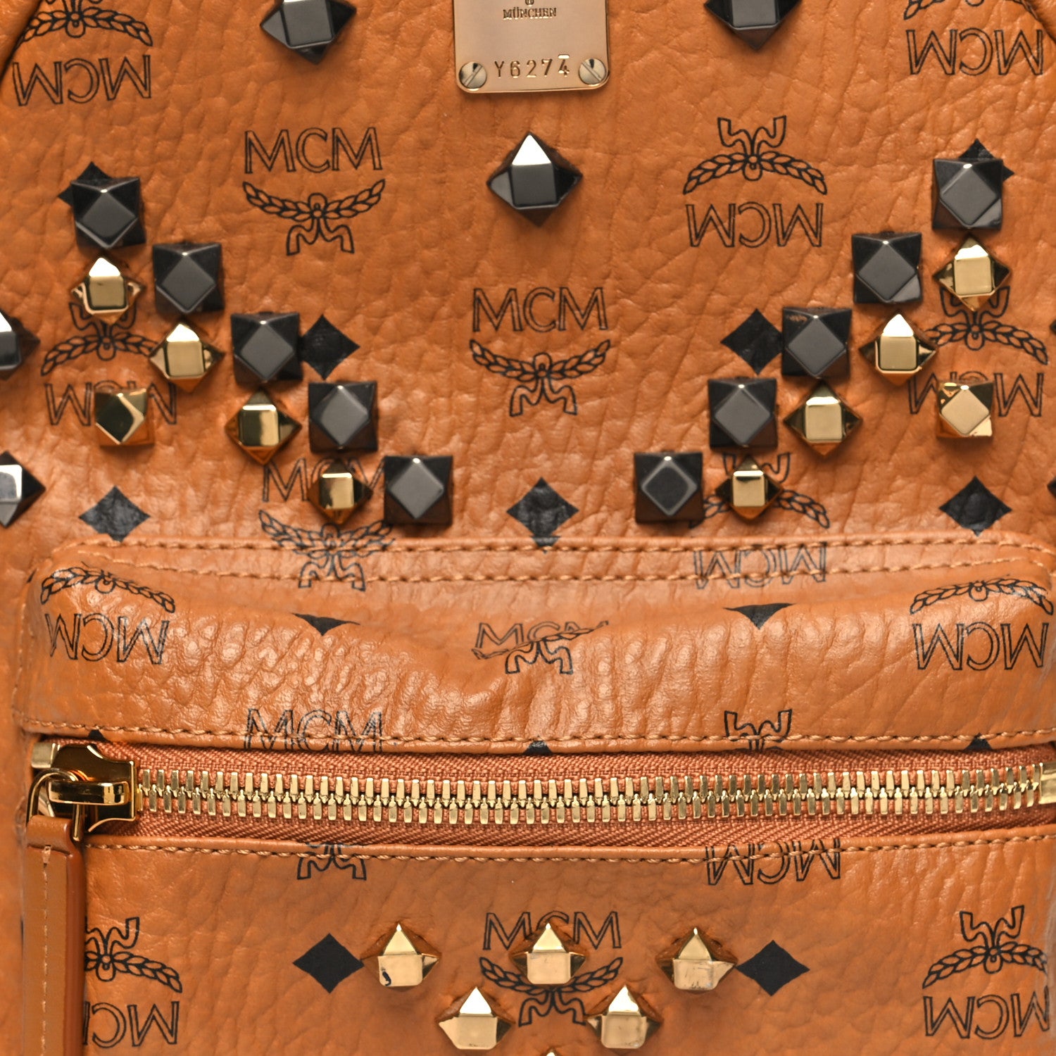 MCM Visetos Studded Small Stark M Backpack Cognac 7 of 9