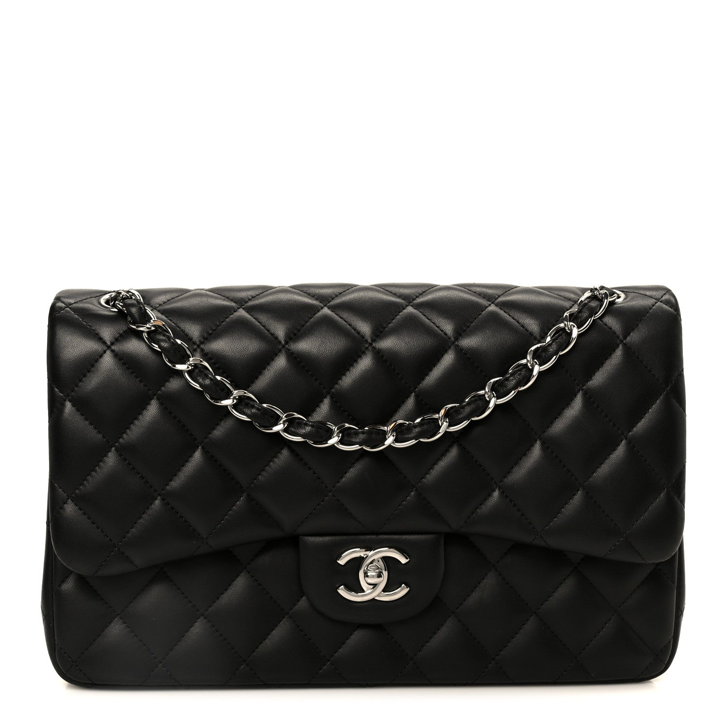 Chanel Lambskin Quilted Jumbo Double Flap Black 1 of 11