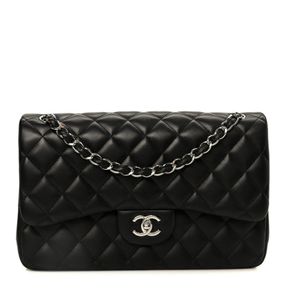 Chanel Lambskin Quilted Jumbo Double Flap Black 1 of 11