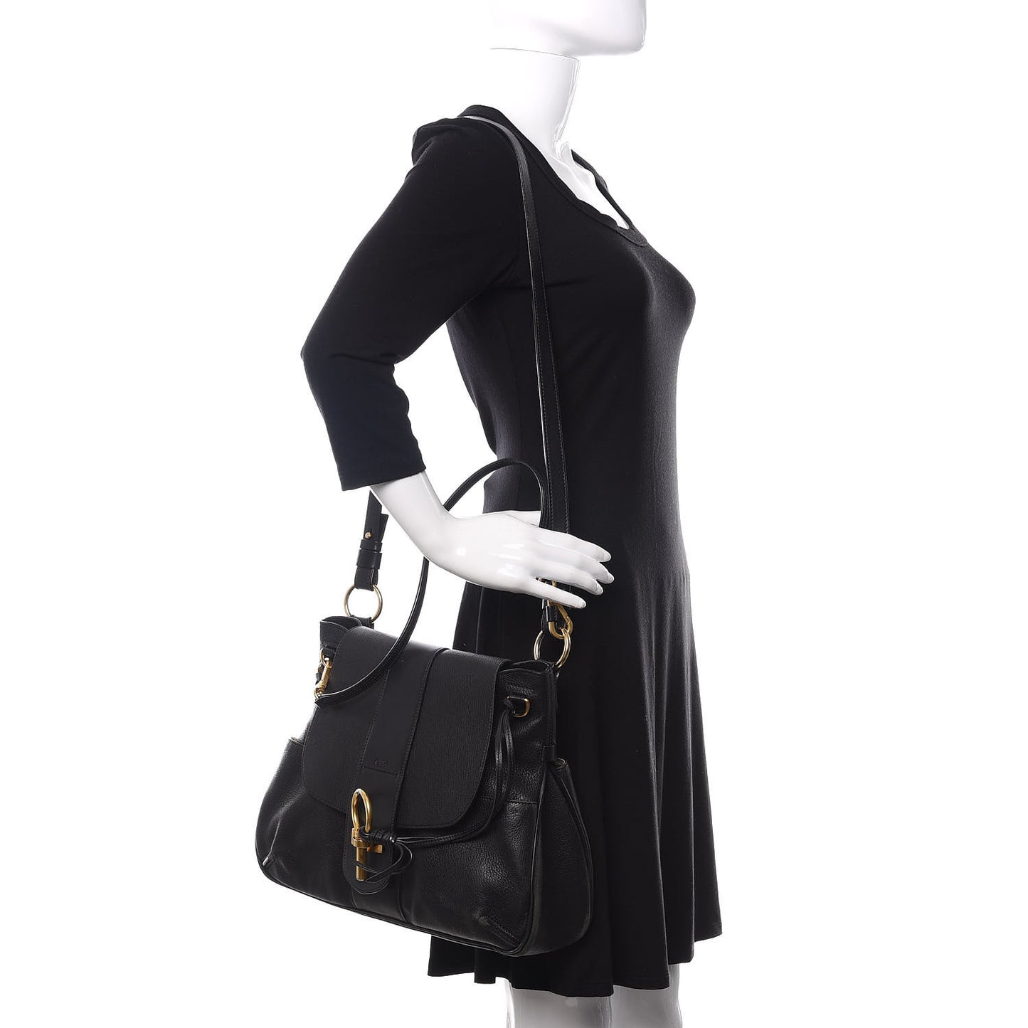 Grained Lambskin Calfskin Medium Lexa Shoulder Bag Black