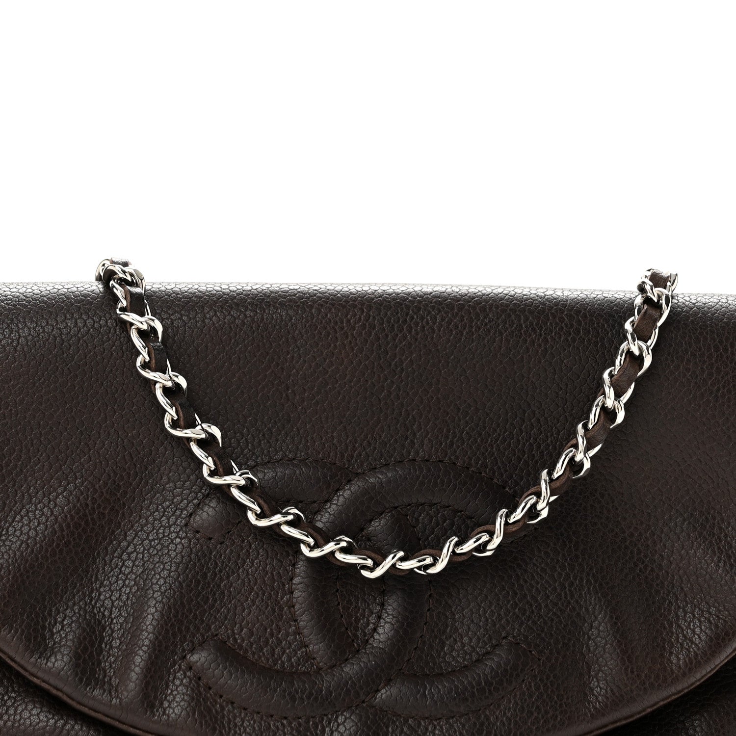 Chanel Caviar Half Moon Wallet On Chain WOC Brown 9 of 13