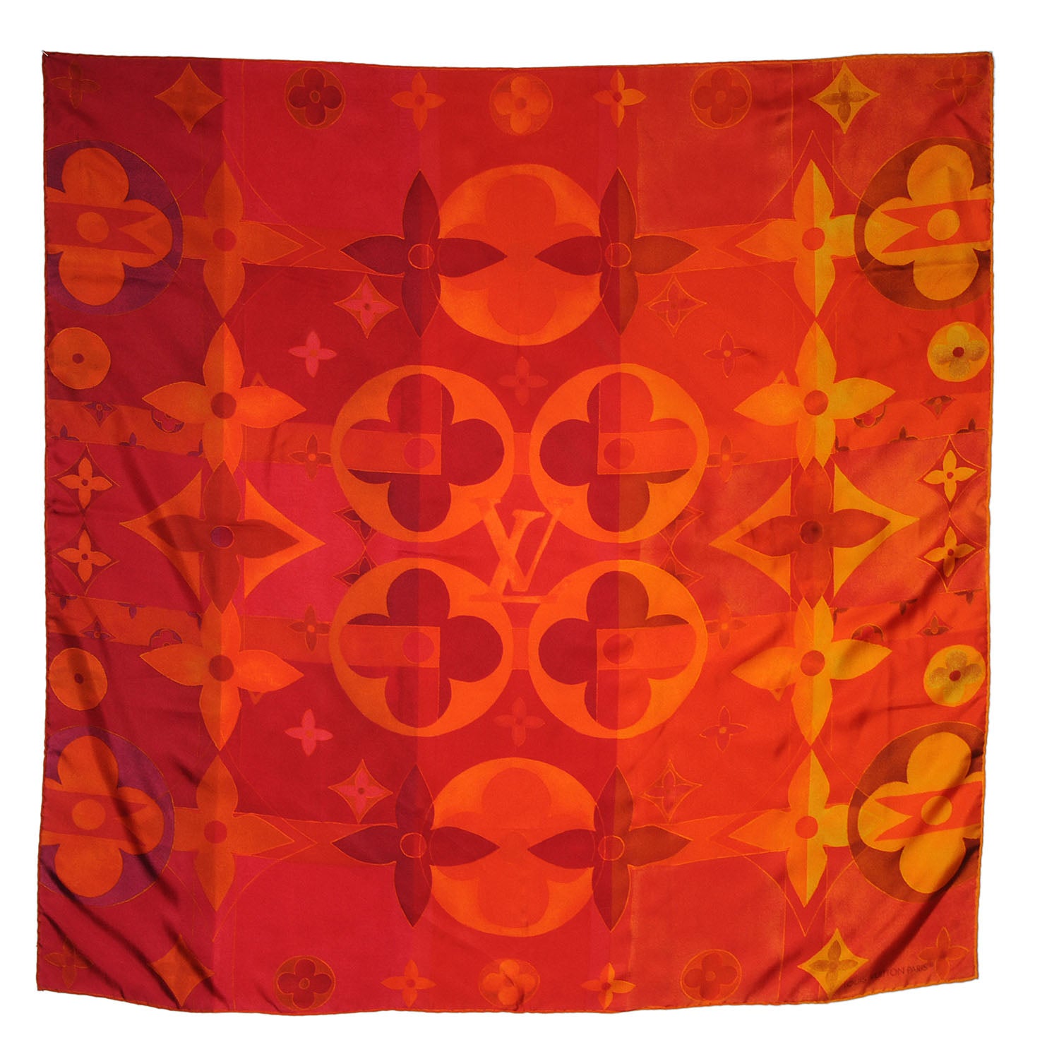 Louis Vuitton Silk Monographic Carre Scarf Orange 2 of 3