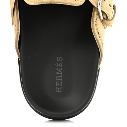 Hermes Suede Calfskin Monk Mules 36 Beige Albatre 7 of 10