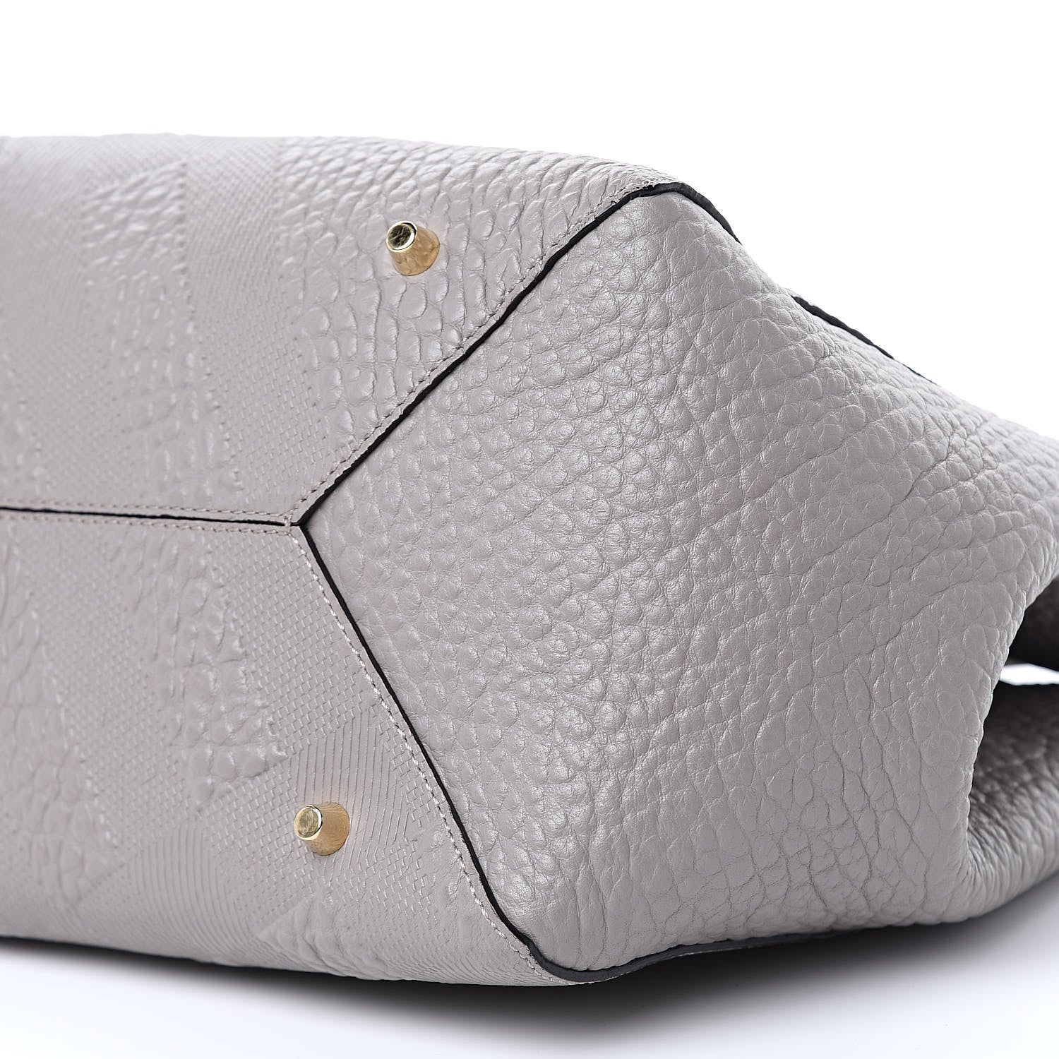 Burberry Signature Grain Calfskin Check Embossed Small Canterbury Tote Pale Grey 8 of 10