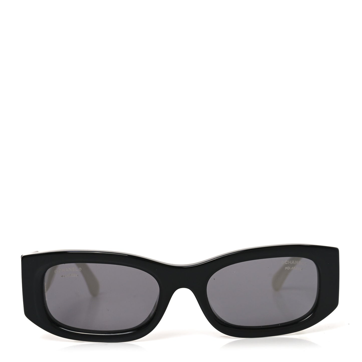 Acetate Polarized Rectangle Sunglasses 5525-A Black White