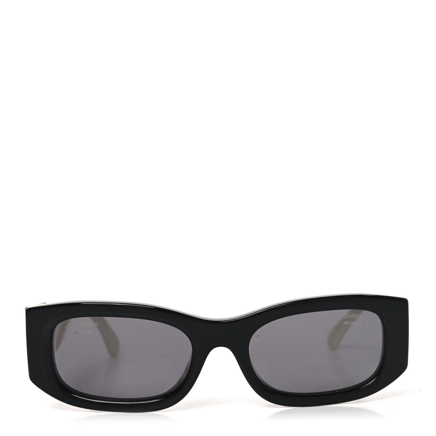 Chanel Acetate Polarized Rectangle Sunglasses 5525-A Black White 2 of 7