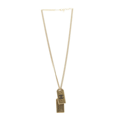 Chanel ID Dog Tag Charm Necklace Gold 3 of 5