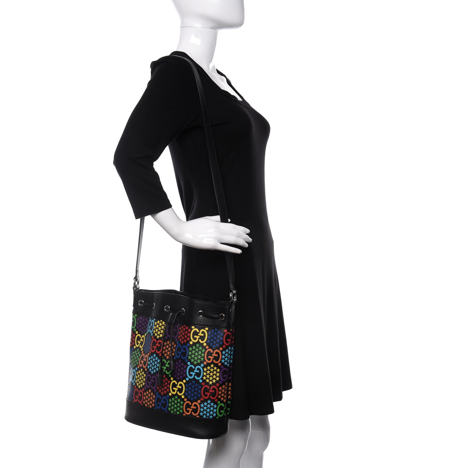 Gucci GG Supreme Monogram Psychedelic Bucket Bag Black 2 of 10