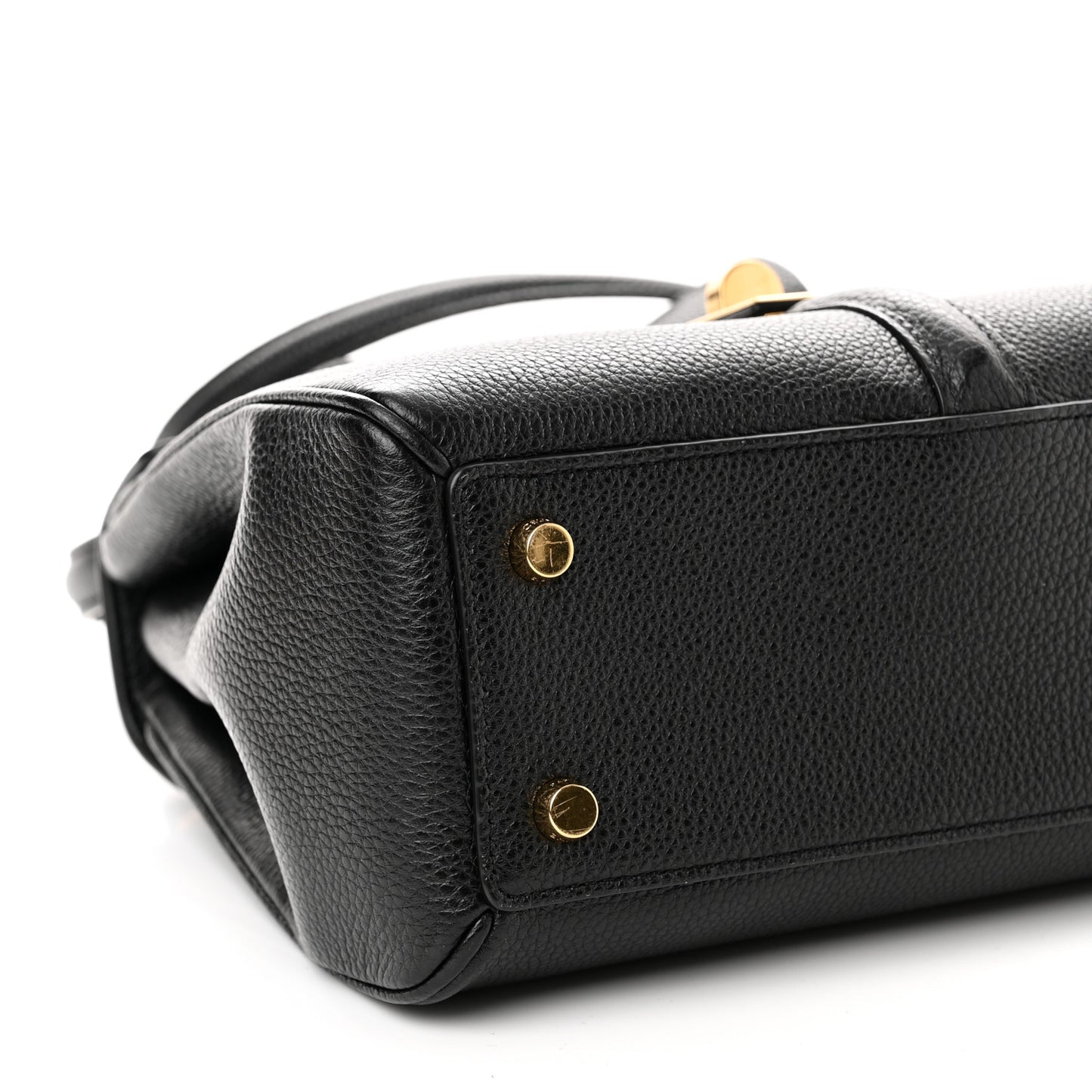 Grained Calfskin Small 16 Top Handle Bag Black